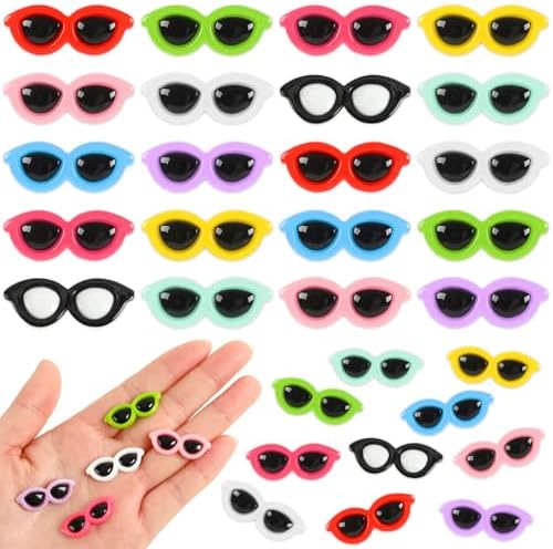 60Pcs Mini Resin Sunglasses Charms for DIY Crafts Supplies