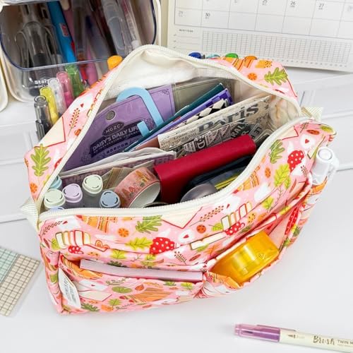 Multiple Pockets Portfolio Organizer with Zippered,Storage Pencil Pouch Bag