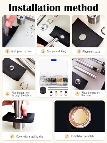 Moofey 3mm Leather Grommet Kit, 420 PCS Eyelets and Grommets with 3 Tools