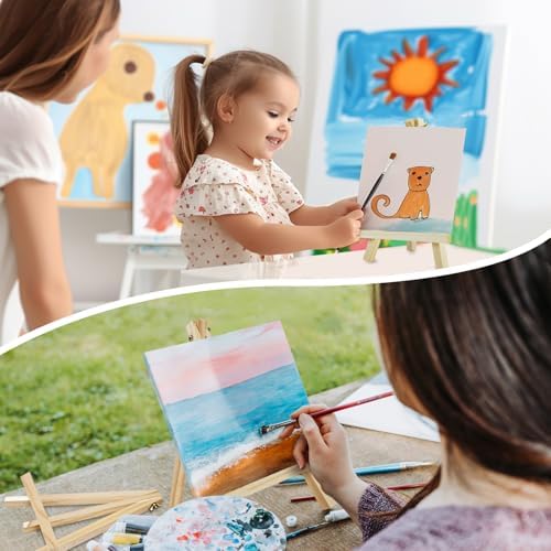Conda 12 Pack 9 Inch Mini Wooden Display Easels, A-Shaped Mini Easel Stand for Small Painting, Painting Party Easel for DIY Crafts, Photos, Gift, Decoration