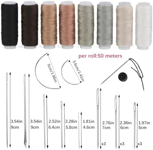 BAGERLA Upholstery Repair Sewing Kit Heavy Duty Sewing Kit with Awl Tools, Seam Ripper, Hand Stitching Needles, Upholstery Thread, Leather Craft Tool for Shoes Sofa Tent Carpet Craft DIY