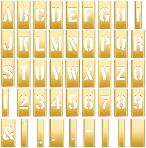 Pelopy 45 Pcs 2 Inch Brass Stencils Letters and Numbers Stencils Set