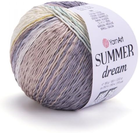 YarnArt Summer Dream Yarn 383 yd Fine Cotton Viscose, 70% Cotton 30% Viscose, Lightweight Knitting Yarn, Crochet Yarn for Summer Tops, Shawls, Cardigans, Baby Clothes & Accessories (4310, Pack of 1)