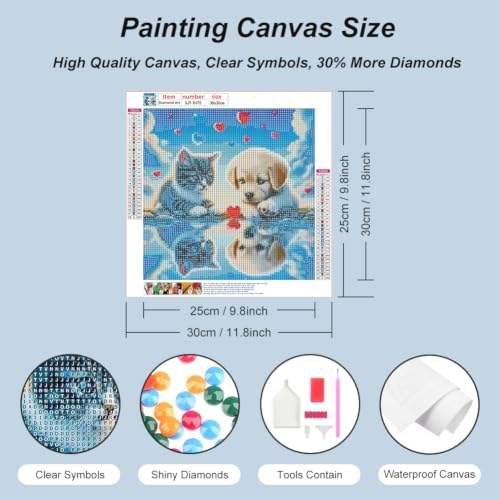 SJUTOUCI Cat and Dog Diamond Art Kit for Adults, Diamond Painting