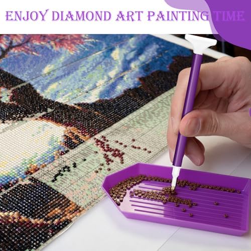 Affrolling 90 Pcs Diamond Art Tools, Drill Pens Trays Glue Clay