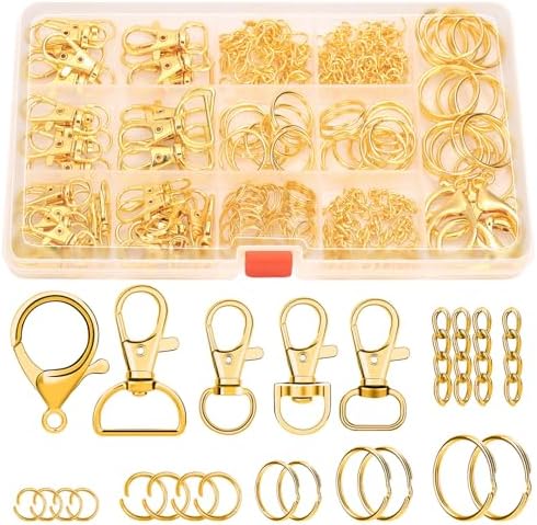 PAXCOO 300PCS Keychain Making Kit, Keychain Craft Supplies Including Key Chain Clips, Lanyard Snap Hooks, Key Rings and Jump Rings for Key Chain Making, Purse Making, Lanyard Making