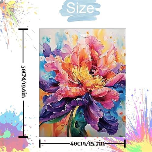 Flower Paint by Numbers Kit for Adults,Peony Adult Painting by Numbers for Beginner on Canvas,DIY Painting Kits for Home Wall Decor,Gifts (Flower4)