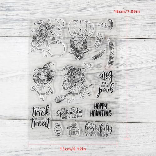 Witch Pumpkin Halloween Clear Stamps and Die Cuts Sets for DIY Card Making
