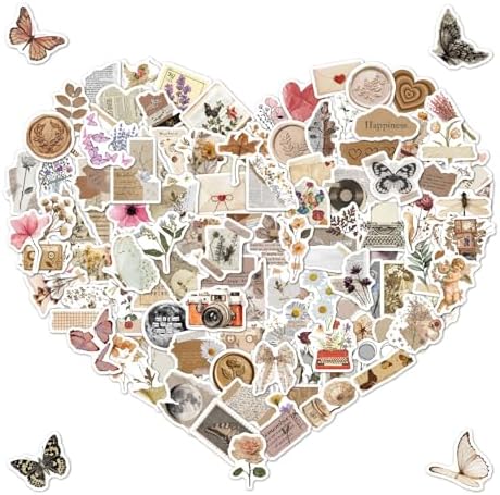 Vintage Aesthetic Stickers Pack, 120PCS Scrapbook Stickers for Journaling, Floral Butterfly Retro Collage Decals for Water Bottle, Laptop, Notebook, Junk Journal, Adults Teens