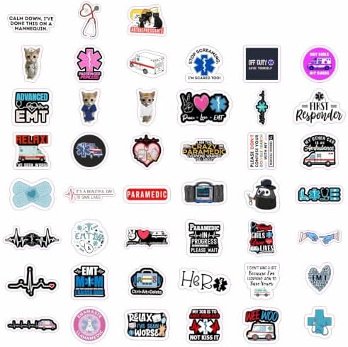 Emergency Medical Technician Stickers, EMT Stickers for Water Bottle and Laptop - EMS Party Supplies & Decorations, EMT Gifts for Women, Medical and Emergency Decals, Gifts for Women & Men