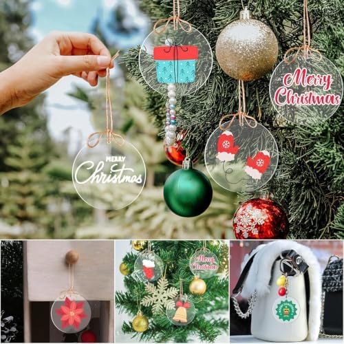Acrylic Clear Ornament Circle Blanks, 3.5" Transparent Round Disc | 50 Pieces DIY Crafts, Christmas Tags Signs 1/16" Thick