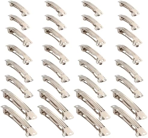 40Pcs Iron Barrette Hair Clips 4 Sizes Metal Silver French Barrette Findings for DIY Hair Accessories Making