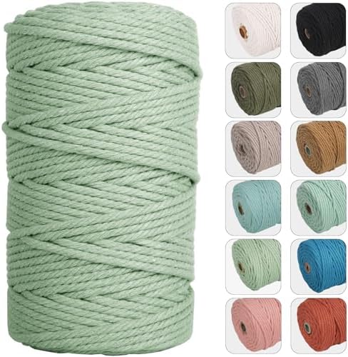 NOANTA 4mm 109yards Macrame Cord, Colored Cotton Rope Macrame Yarn, Sage
