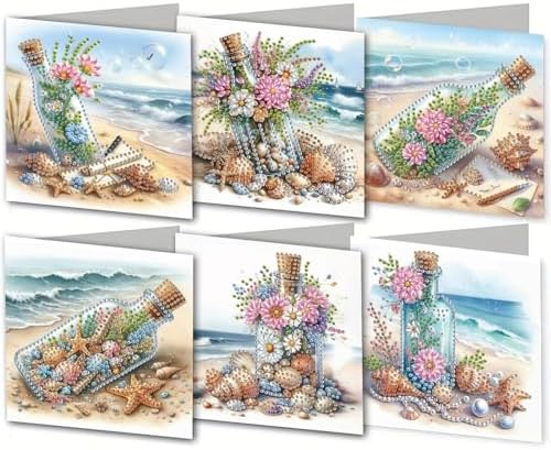 DDGYP 6 PCS,DIY Diamond Art Greeting Cards Kit with Envelopes, 5.9x11.81 in