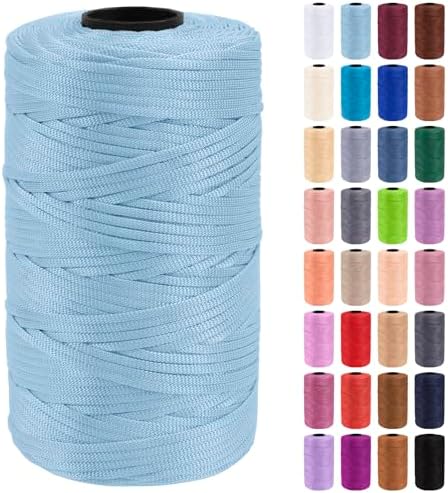 JeogYong Polypropylene Ribbon Yarn 3mm x 218 Yards Flat Macrame Cord 3mm Crochet Yarn for Handbags, Shopping Bags, Sun Hats, Shoes, DIY Crafts, Decorative Projects