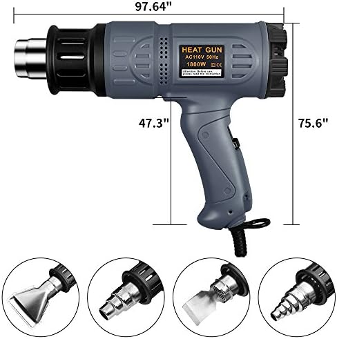 SEEKONE Heat Gun 1800W 122℉-1202℉ Variable Temp for Crafts, Removing Paint