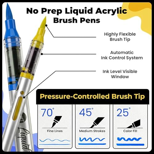 Chalkola 60 Acrylic Brush Markers - Waterproof Paint Pens for Rock Painting