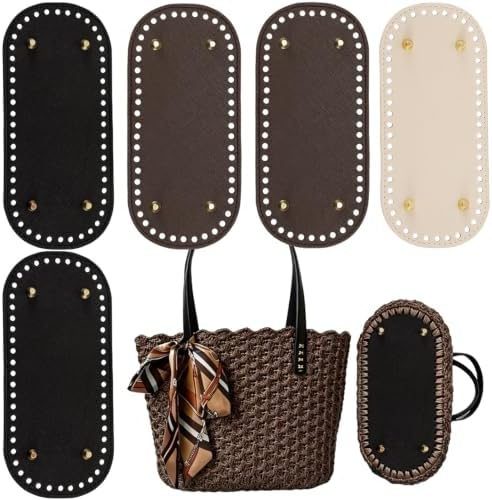 5 PCS Bag Bases for Crochet Oval PU Leather Purse Bottom for DIY Bag Making
