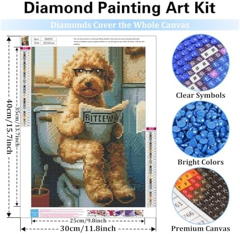 Reivworl Dog Diamond Art Kits for Adults, 12×16 inch