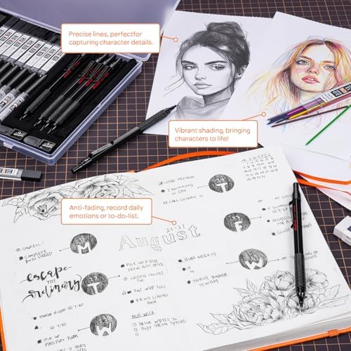 Nicpro 35PCS Metal Mechanical Pencil Set, Art Supplies with Case