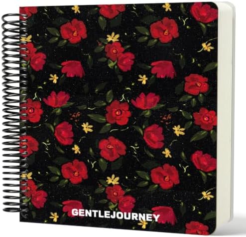 Hardcover Sketchbook,7.2"x8.3"Spiral Bound Drawing Pad, Noir Scarlet Flower