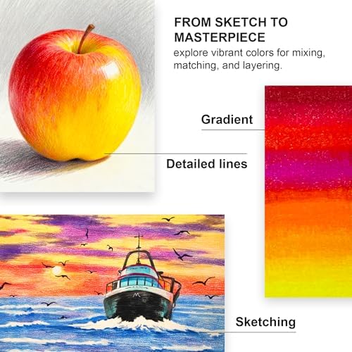 HIFORNY 80PCS Colored Pencils Set for Adults – 72 Soft Core Colored Pencils with Sketchbook, Coloring Book,Blender,Burnisher,Eraser,Sharpener & Color Chart – in Gift Box & Zipper Case