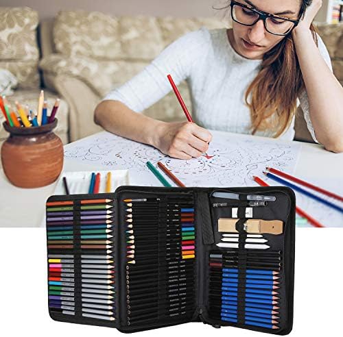 AGPTEK Drawing Pencils Set, 75-Piece Art Supplies Color Drawing Pencils Set Contains Sketch Pencils, Charcoal Pencils, Water Colored Pencils and Metal Colored Pencils for Kids, Adults and Artist