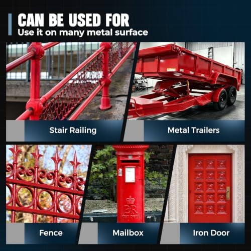 Metal Paint Red 5.3oz Waterpoof Anti Rust Preventative White Paint for Metal, Anti Rust Enamel Multi Surface Acrylic White Paints Refinishing Kit for Metals, Gate, Fence, Railing, Craft, Wood, Walls