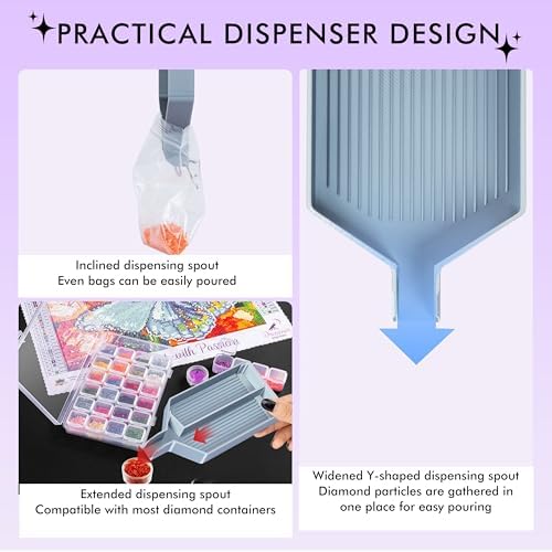 Diamond Art Trays with Lids, Multi-Color Partitioned Diamond Painting Tray, Suitable for 5D Diamond Dots, Silky Silver