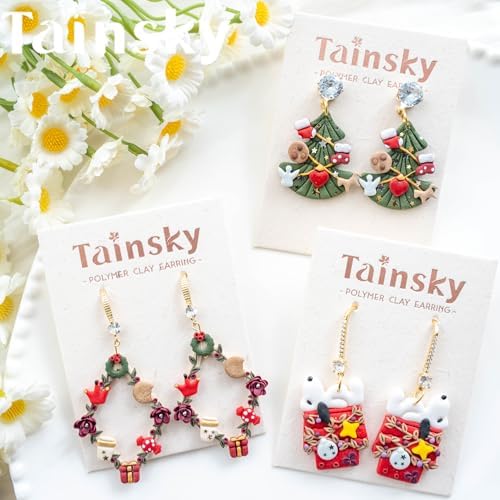Tainsky 9 Shapes Mirco Christmas Polymer Clay Cutters, Winter Clay Cutters for Earrings Making Clay Jewelry