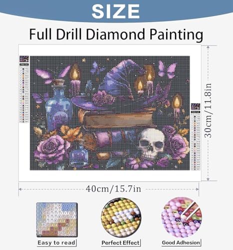 Benjenes Halloween Diamond Art Kit for Adults – Witch Design