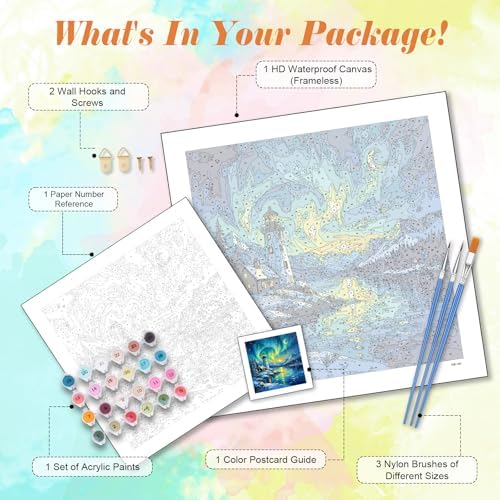Kalonyth Aurora Paint by Numbers Kit for Adults, 16x16 inch, No Framed