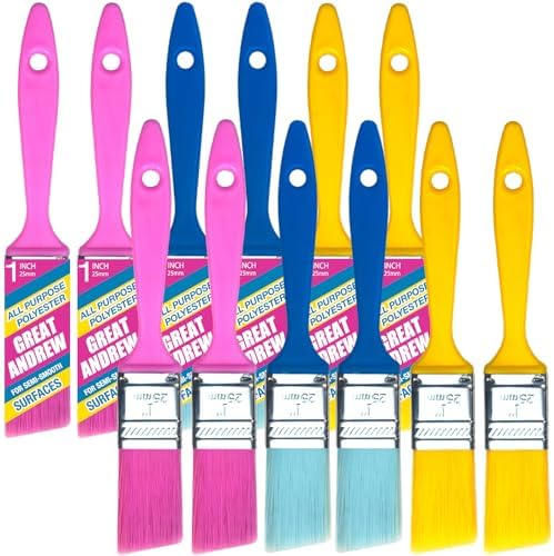 Great Andrew 12 PCS Angled Paint Brushes 1 Inch Painting Acrylic