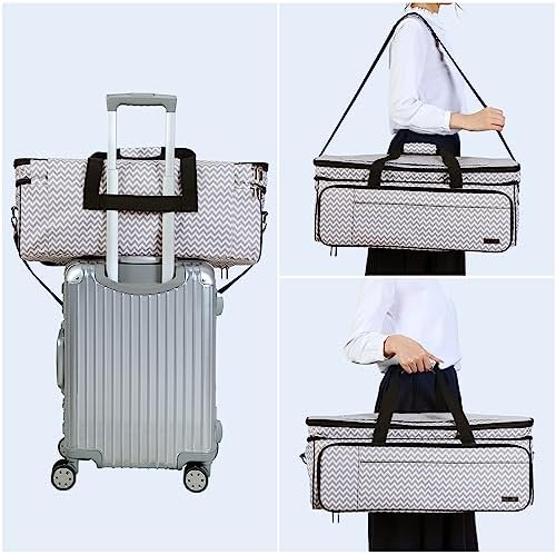 HOMEST Double Layer Carrying Case with Mat Pocket for Cricut and Tools