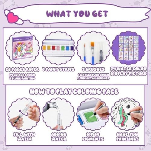 CHICAUP Paint with Water Coloring Books for Kids, Mess Free Watercolor Painting Kit Painting Activity for Kids Ages 3-5 4-8, Arts Crafts Drawing Gift Toy for Boy Girl