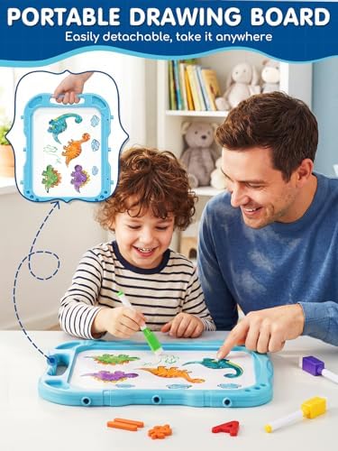 Lehoo Castle Easel for Kids 3-5, Magnetic Chalkboard Whiteboard (Blue)