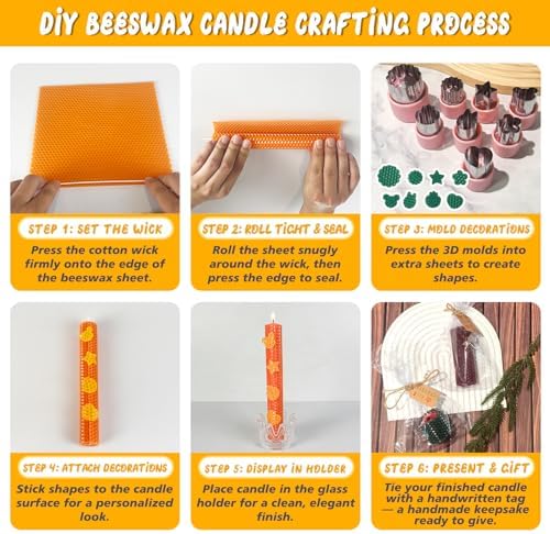 Beeswax Candle Making Kit for Kids, DIY 100% Pure Colorful Beeswax Sheets