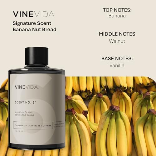 VINEVIDA [16oz] Banana Nut Bread Fragrance Oil for Candle Making Scents Soap, Perfume Oils, Soy Candles, Bath Bombs, Massage, Linen Spray Air Freshener, Laundry Balls Freshies, ARTS-FOBP-BANA-NUT-16