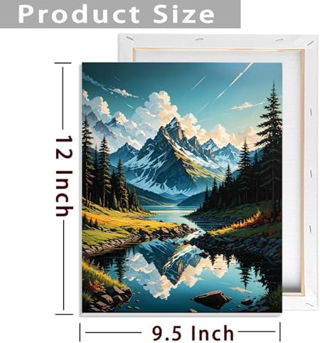 ldazao Framed Paint By Numbers Kit for Adults, Mountain Paint By Number Artist Kits for Beginner Landscape Acrylic On Canvas Mountains DIY Oil Painting Kit for Gift Home Wall Decor 9.5x12 Inch