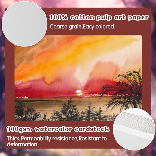 Mototo 30 Set Blank Watercolor Cards with Envelopes 5 x 7 Inch DIY Painting