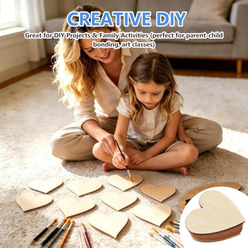50PCS Wooden Heart, Made of Basswood, 4 Inch Unprocessed Wood Pieces, Natural Star Shaped Wood Blanks, Suitable for DIY Painting, Pyrography, Staining, Carving and Other Crafts, and as Coasters
