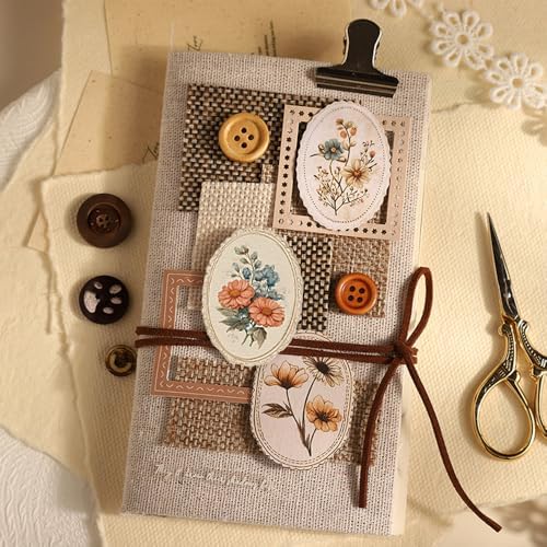 45Pcs Vintage Flower Stickers for Scrapbooking Stationary Decorative Sticker Plant Floral Sticker Scrapbook Stickers for Journaling Journal Supplies Wildflower Decal Gift Box Seal Decals for Crafts