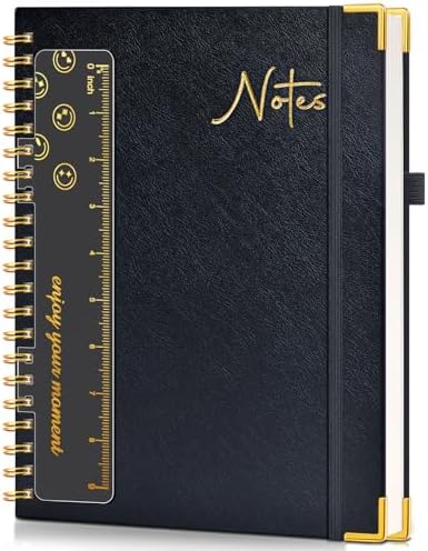 Blank Spiral Notebook Journal 8.5” x 11”, A4 Large Hardcover Sketch Book for Women Men, 100 GSM Blank Paper Drawing Notebook, Spiral Bound Sketchbook for Sketching School Work Note Taking, Black