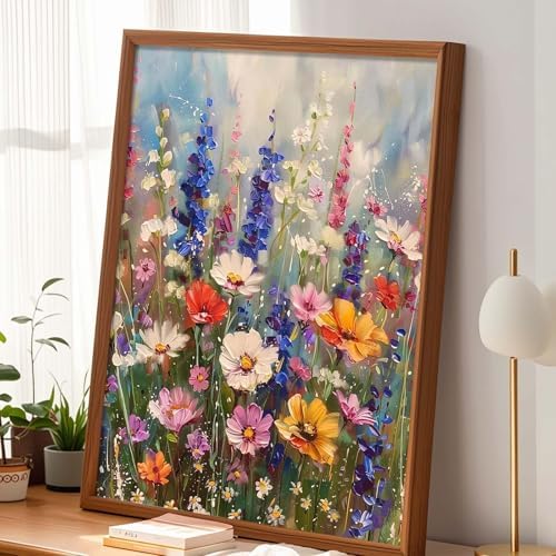 Alptiny Wild Flowers Paint by Numbers Kit for Adults Beginner, Colorful Flower Paint by Number Kits on Canvas, DIY Floral Oil Painting Kit for Relaxation & Home Decor, 16x20 Inch