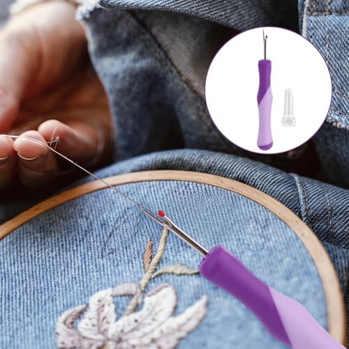 3pcs Seam Ripper, Stitch Remover Tool with Safety Caps and Small Red Ball for Hand Sewing Knitting Cross Stitch Embroidery Thread Removal(Purple)