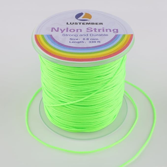 LUSTEMBER 0.8mm Nylon String, Strong Bracelet String, Durable Nylon Cord for Jewelry Making, Bracelets, Beading, Necklaces, Rattail Braiding, Kumihimo, Wind Chimes, Blinds and Handicrafts