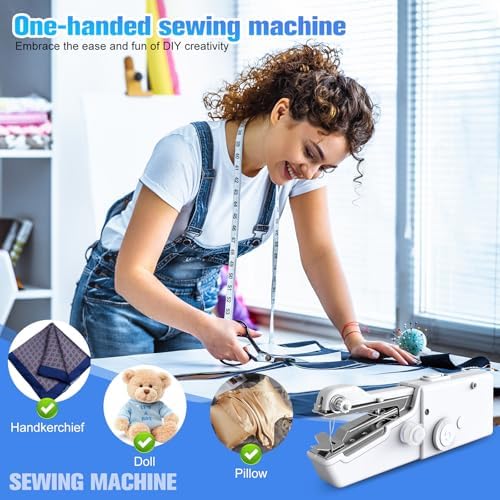 Handheld Sewing Machine - Portable Mini Sewing Machine with Accessories Kit for Sewing Clothes for Beginners DIY