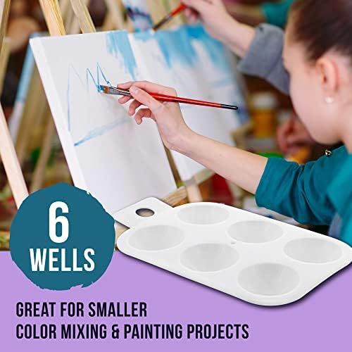 U.S. Art Supply 6-Well Plastic Rectangular Artist Painting Palette