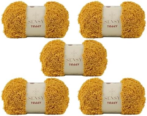 S Sensy Teddy - Micro Polyester Amigurumi Yarn, 5 Skein Mustard, 109 Yards