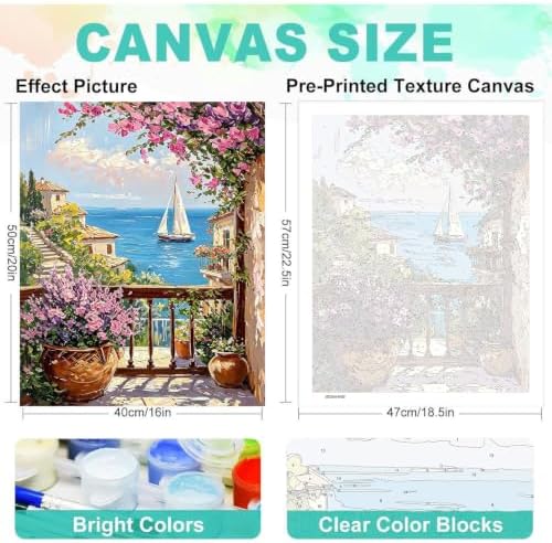 Yixzoxa Paint by Numbers Kit for Adults, DIY Oil Painting Canvas 16x20inch
